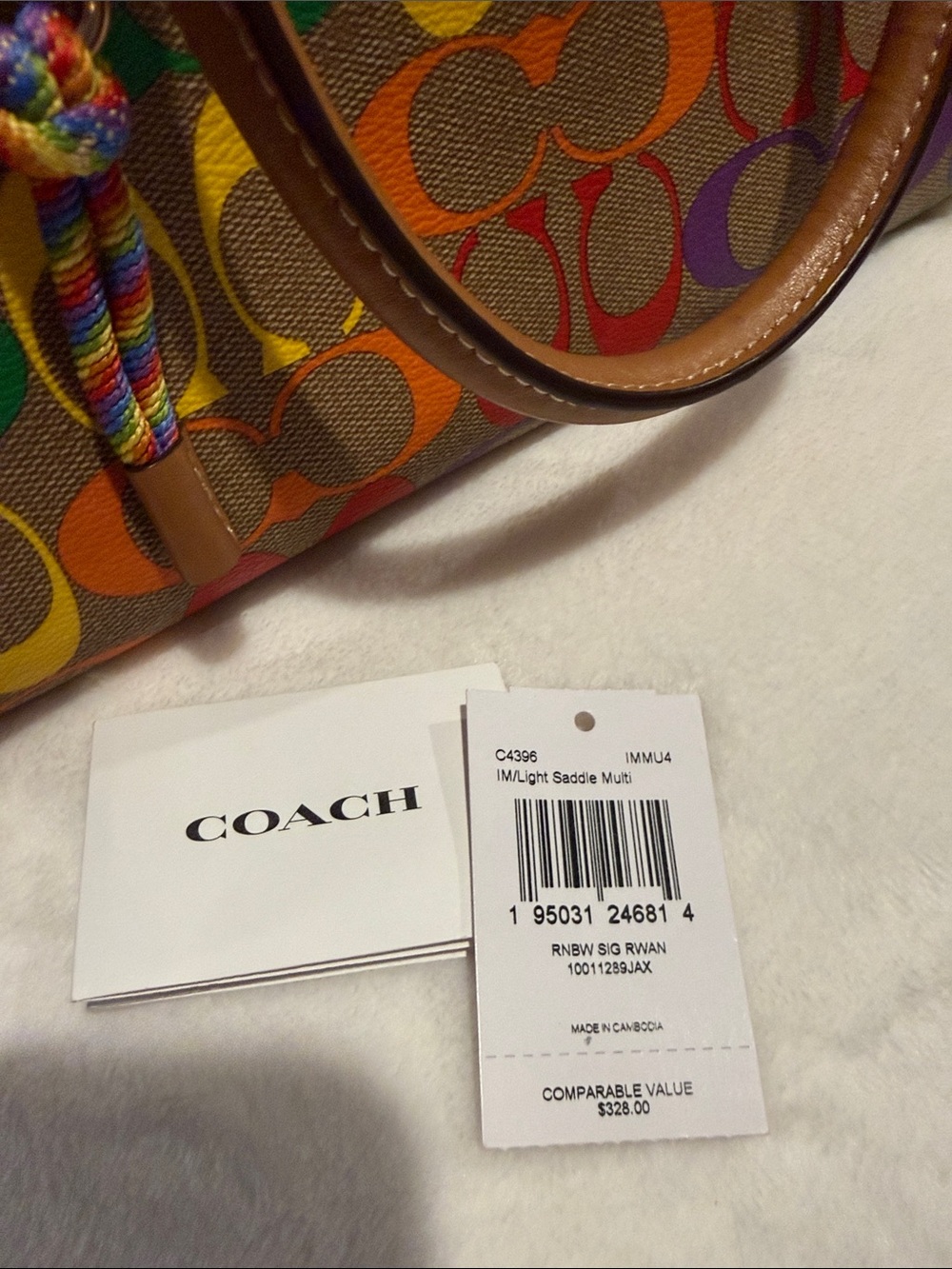 Coach Rainbow Signature Coated Canvas Satchel in Tan and Multicolor - Picture 2 of 6